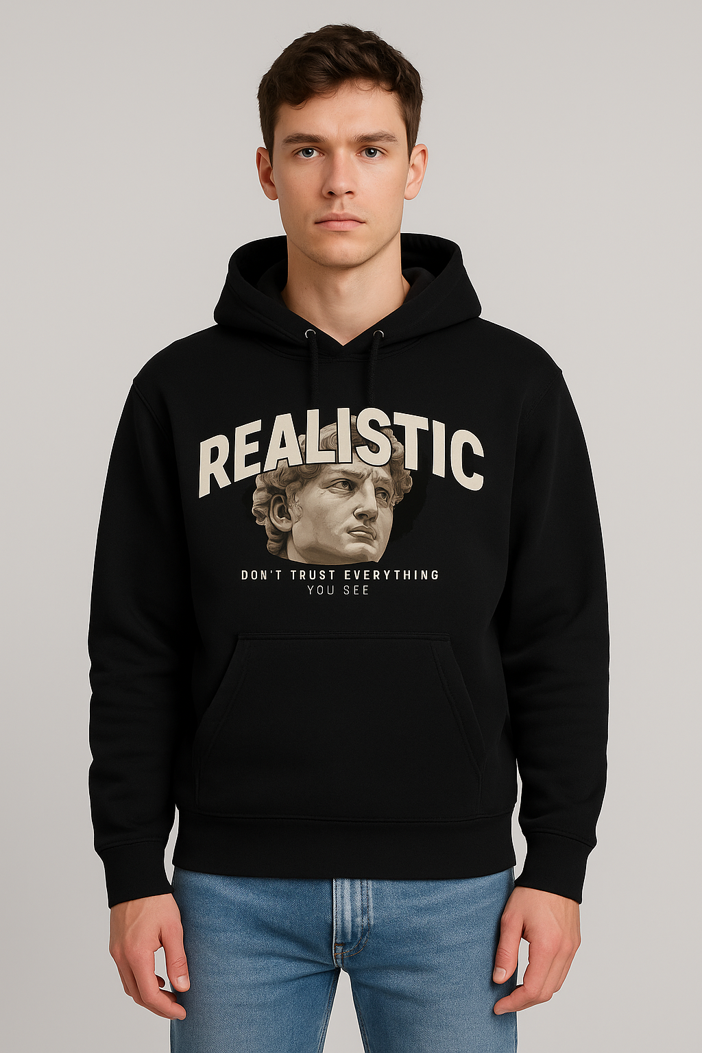REALISTIC Hoodie – Michelangelo David Inspired Unisex Sweatshirt