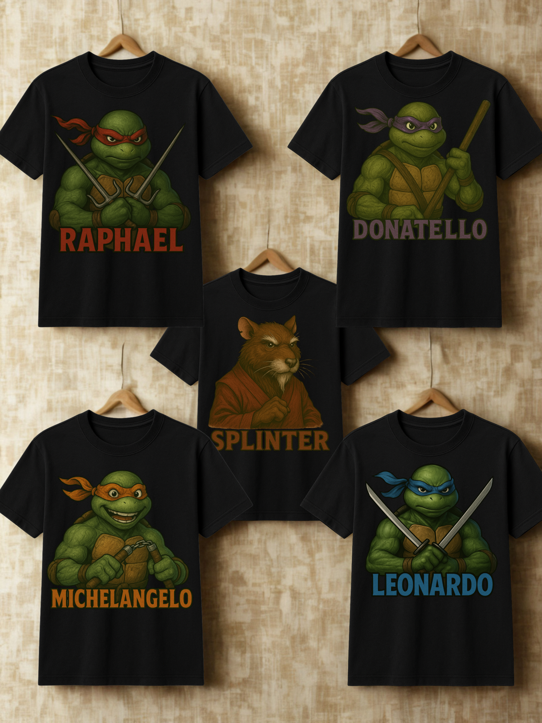 Ninja Legends Character T-Shirt – Choose Raphael, Leonardo, Donatello, Michelangelo or Splinter